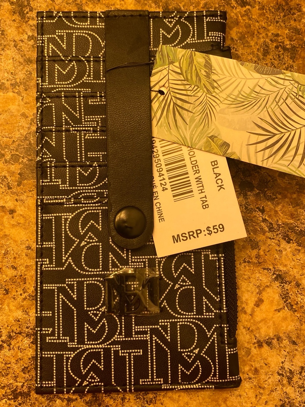 NWT Black Monogram Fold-Over Women’s  Holder with Tab